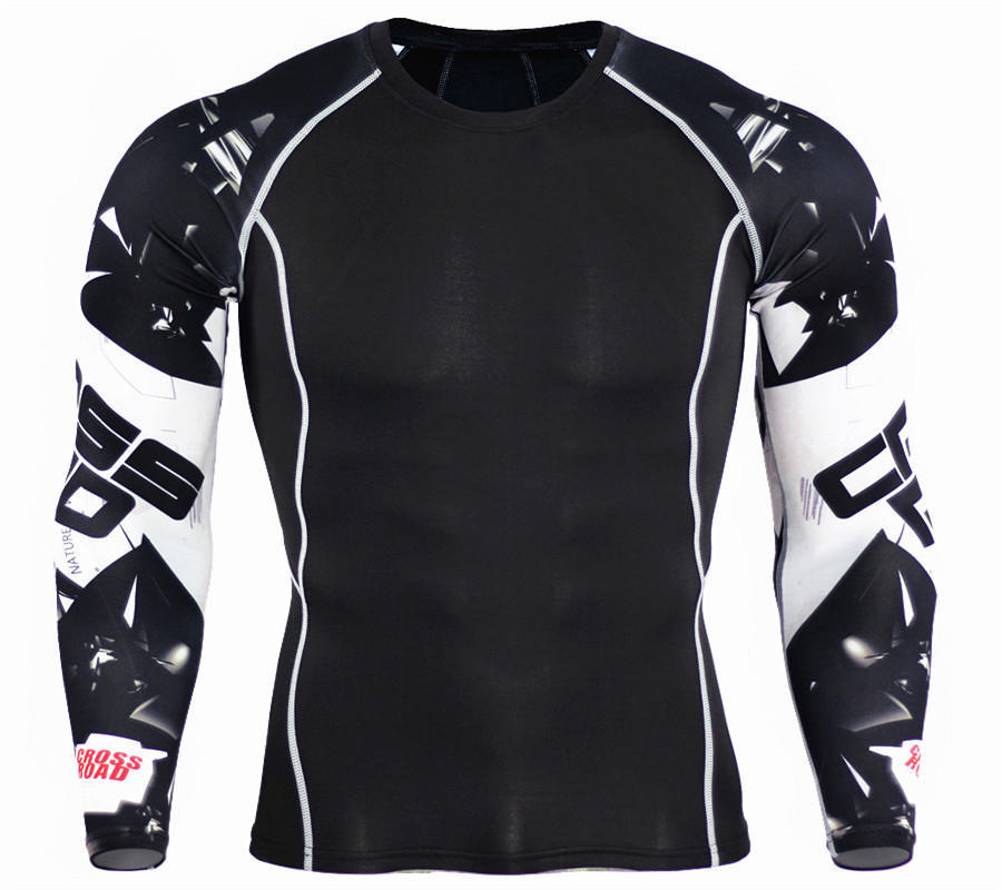 Camiseta deportiva de secado rápido con mangas de flores para hombre, ropa de fitness para correr, ropa de compresión elástica