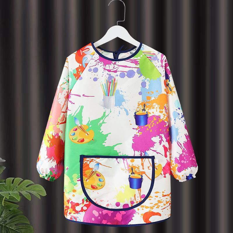 Children's Waterproof Art Smock with Logo - Reversible Apron for Painting and Eating  