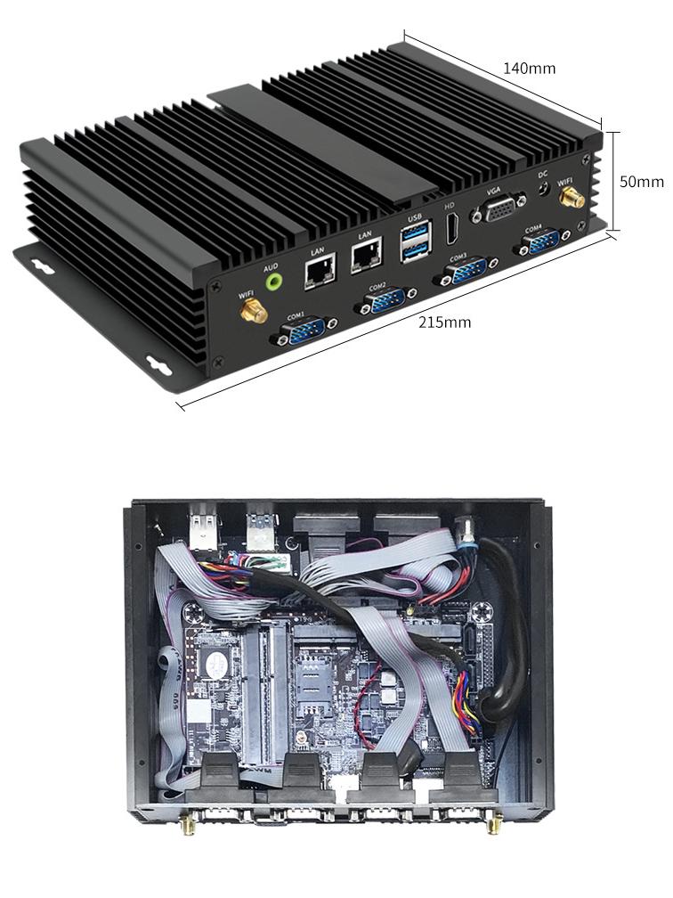 Core Fanless Mini Industrial Embedded PC Host