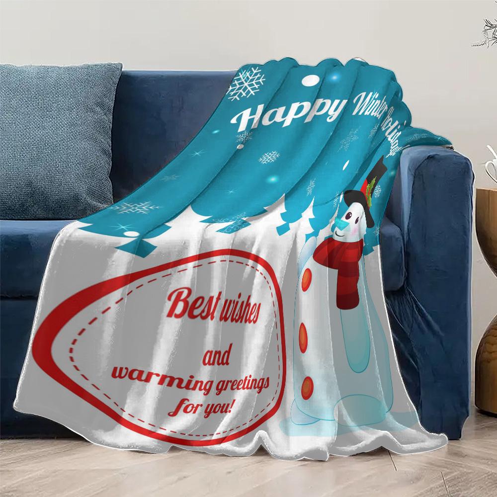 Fluffy Snowman Throw Blanket Cozy Winter Decor Holiday Gift Christmas Home Decor Festive Warm Soft Plush Blanket
