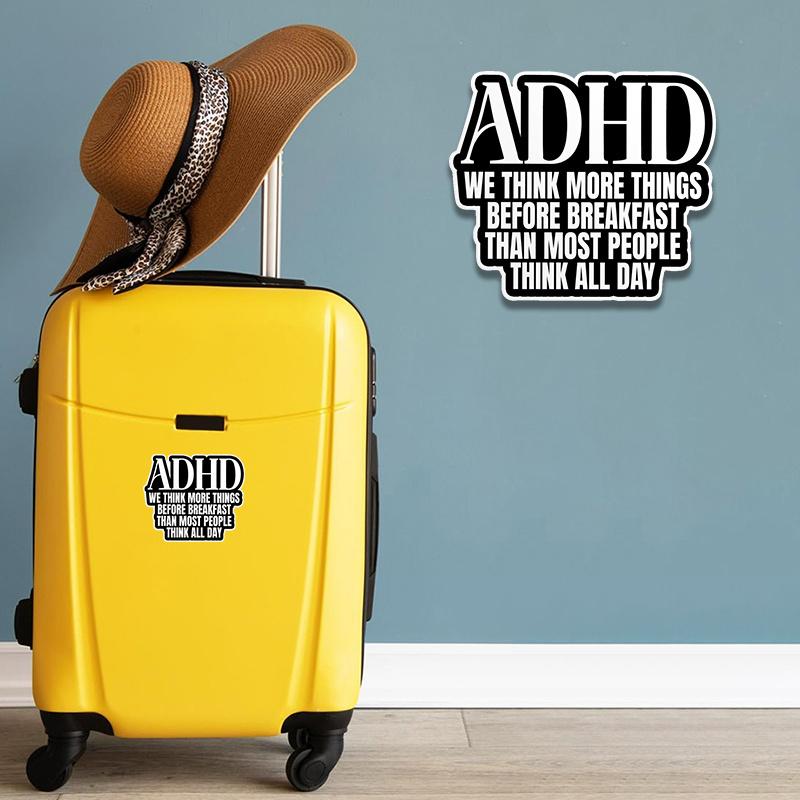 1Piece We Think More Things Before Breakfast Stickers Vintage Cute ADHD Stickers Overstimulated Fun Waterproof Stickers