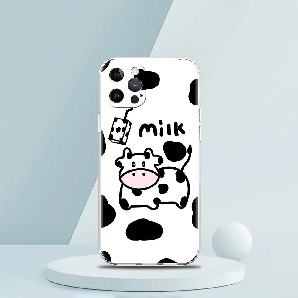 

Милая молочная корова Прозрачный чехол-бампер для телефона для iPhone 16 15 14 13 12 11 Pro Max XS Max 14 7 8 Plus XR XS Мягкий чехол Coque Capas iPhone 16Pro Max
