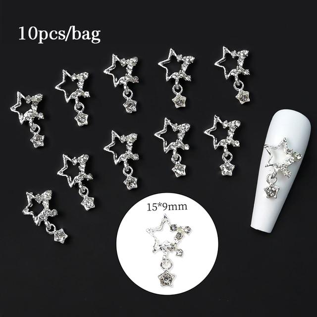 5/10 buc. Pentagram Star Nail Art Charm Inimă strălucitoare Saturn Planet Strasuri 3D Decorare unghii Sclipici Accesorii pentru manichiura unghiilor