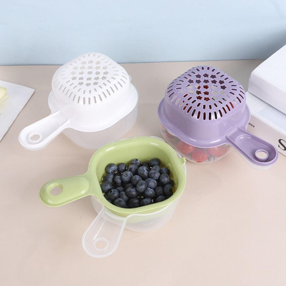 

Double-layer Cartoon Colander Cute Drainage Bowl Vegetable Storage Basket Draining Basin purple-no eyes