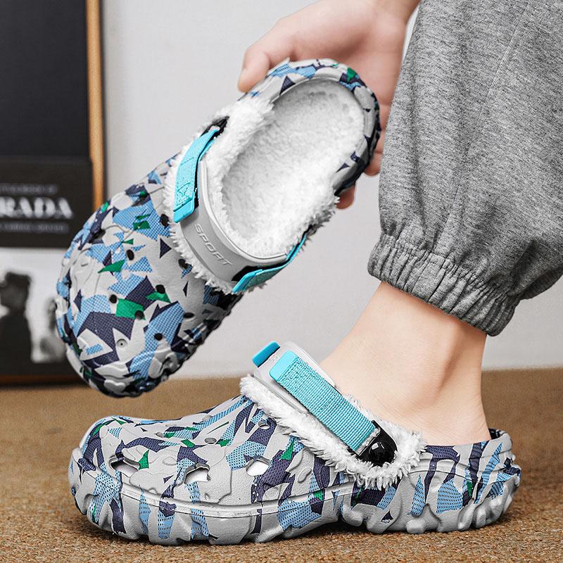Fashion Winter Slippers Men outdoor Warm Shoes Non Slip Cotton Casual Clogs Slip on House Floor Slippers for Men