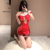 Red Mesh Christmas-Style Lingerie Pajamas