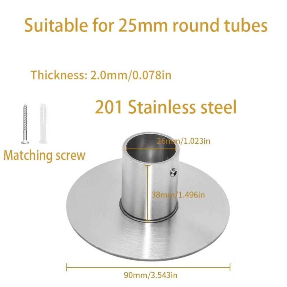 201 304 Stainless Steel Universal Flange Seat Rotatable Wardrobe Curtain Rod Towel Round Tube Holder Bracket Furniture Fittings