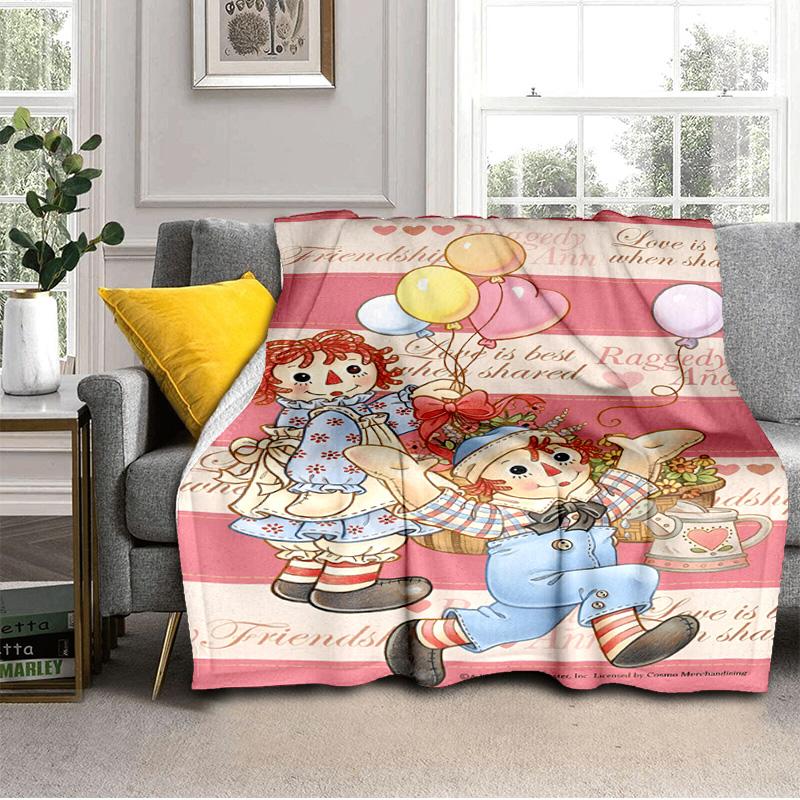 Couverture Aventure Raggedy Ann Et Andy Convient pour Canapés, Lits, Bureaux et Camping - Cadeau Parfait pour Halloween Noël