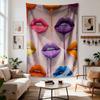 Colorful glossy lips with Digital printing polyester wall tapestry suitable for use in living rooms bedrooms offices bars party