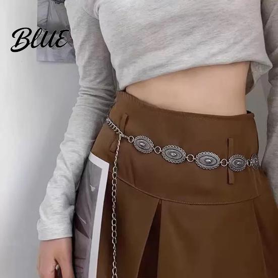 Women Adjustable Waist Strap Chain Bohemia Style Denim Belt Alloy