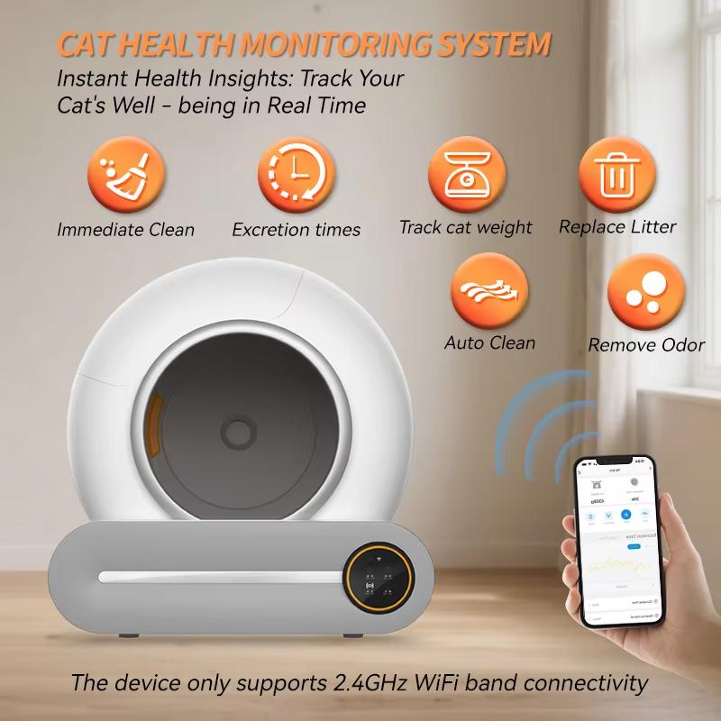 Tonepie Automatischer Smart-Katzenmülleimer Selbstreinigend Arenero Gato Katze 65L App-Steuerung Haustier Katzentoilette Matte Schale Ionen-Deodorant