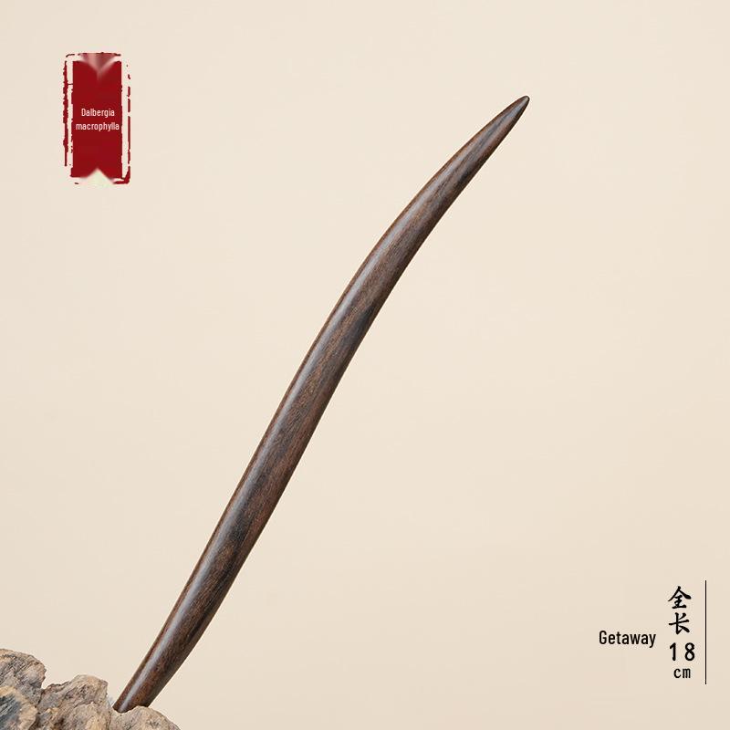 High-End Natural Ebony Wood Hairpin - Extended Chinese Ancient Style Black Hair Bun Accessory