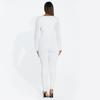 European and American Spring and Autumn Women's Long Sleeved Square Neck Slim Fit Solid Color Base and Hip Lifting Jumpsuit