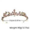 Gold Color Crystal Flower Crown Tiara Headband For Women Rhinestone Prom Diadem Bridal Wedding Hair Accessories Jewelry Crown