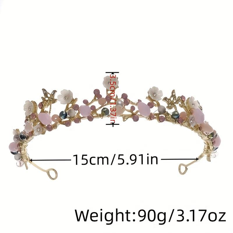 Gold Color Crystal Flower Crown Tiara Headband For Women Rhinestone Prom Diadem Bridal Wedding Hair Accessories Jewelry Crown