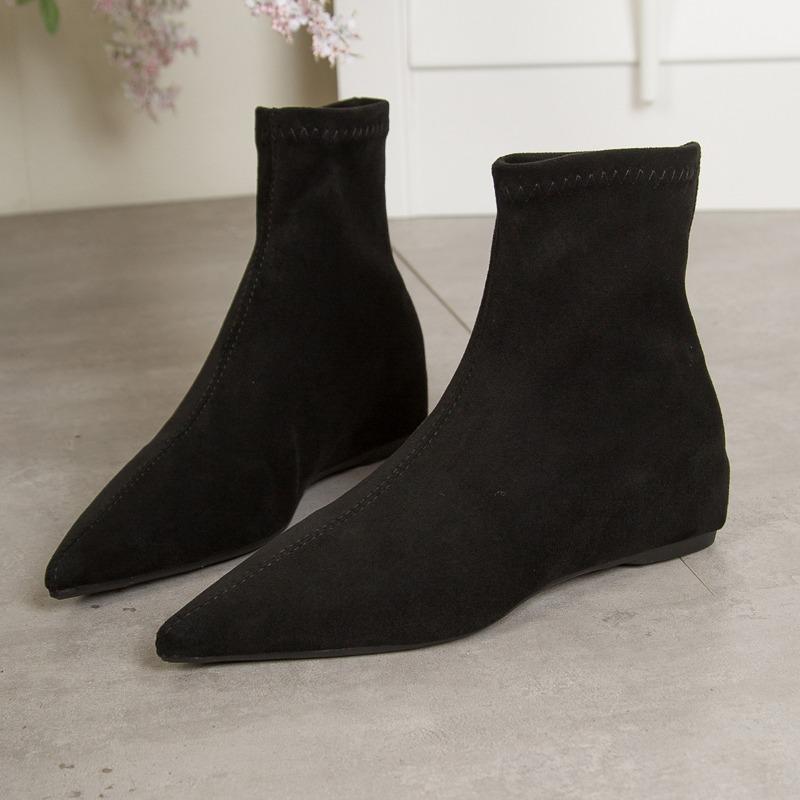Dámské kotníkové boty špičaté ploché boty 2025 nové zimní elegantní semišové sexy boty šaty párty žena zapatos mujer botas