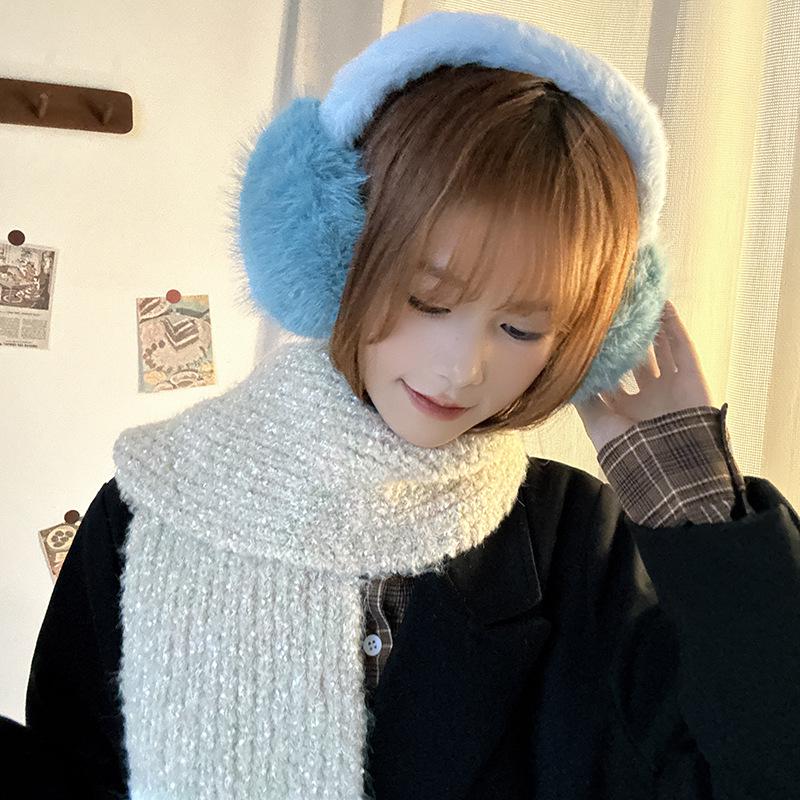 Luochi Knitting Plush Earmuffs for Women - Cute Fluffy Ear Protection for Winter, Cycling, and Cold Weather
