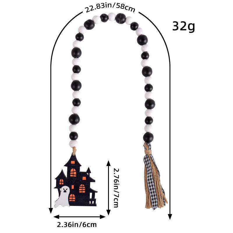 Halloween Wooden Bead Pendant Creative Witch Castle Pendant Ghost Party Decoration