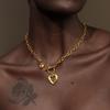MamacitaSlay 18K Gold Plated Edelstahl OT-Schließe Herz Anhänger Halskette Party Kreativer Wasserdichter Schmuck Hohe Qualität