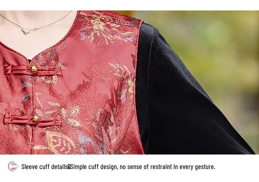Spring 2026 Elegant Chinese Embroidered Vest Three-Piece Set for Middle-Aged and Elderly Women