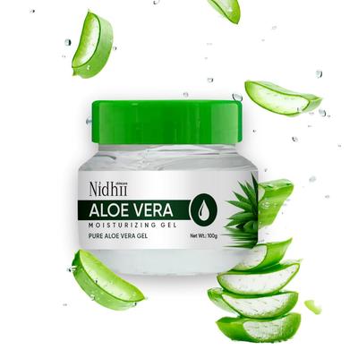 Nidhi Skincare Pure Aloe Vera Moisturizing Gel | For Face, Body & Scalp | Natural Herbal Extracts with Neem, Tulsi, Mulethi, Turmeric | 100g