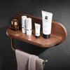 Brass Walnut Bathroom Multipurpose Storage Rack Wall Mounted Towel Rack Brushed Gold Dresser Storage Rack Bathroom Shelf