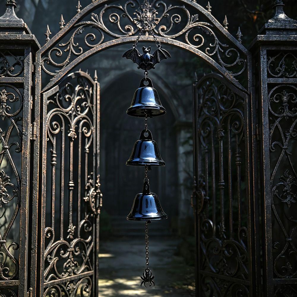Metal Bells Bat Wind Chime Gothic Bat Spider Pendant Creativity Halloween Wind Chime Courtyard