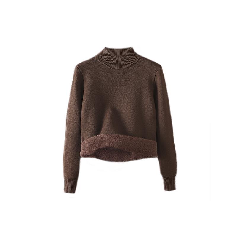 2025 Women's Velvet Knit Half-Turtleneck Sweater: Cozy Winter Base Layer Top