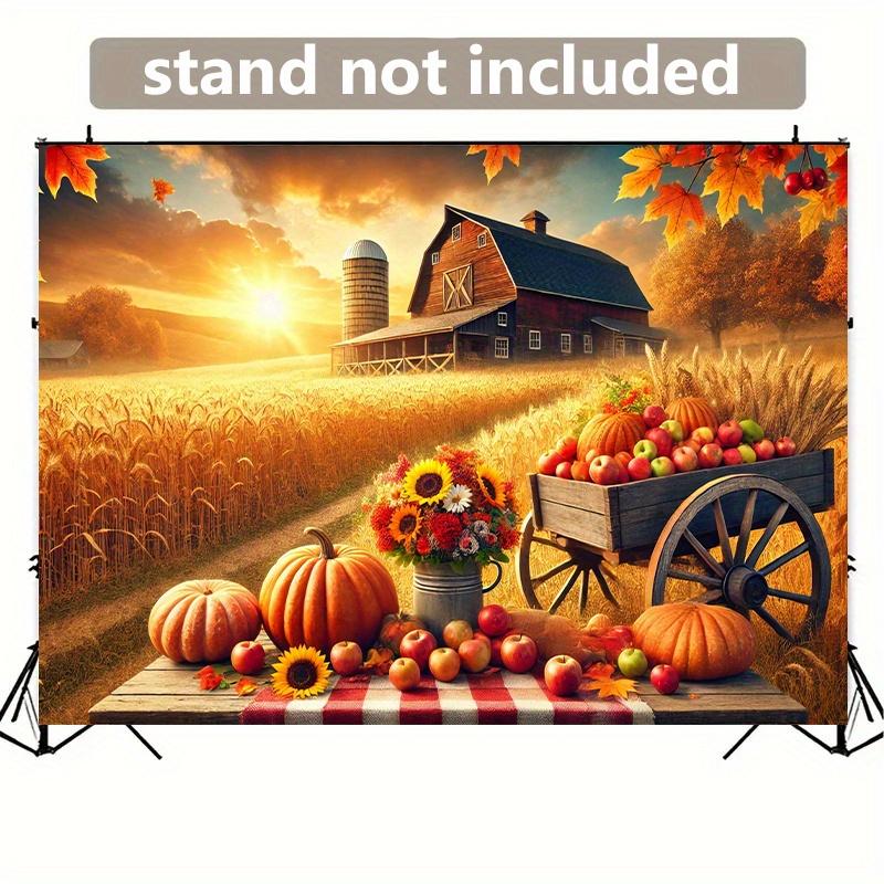 2D Plane 1 Piece of Autumn Rural Harvest Scene Background Fabric Decoration Suitable for Living Room and Bedroom