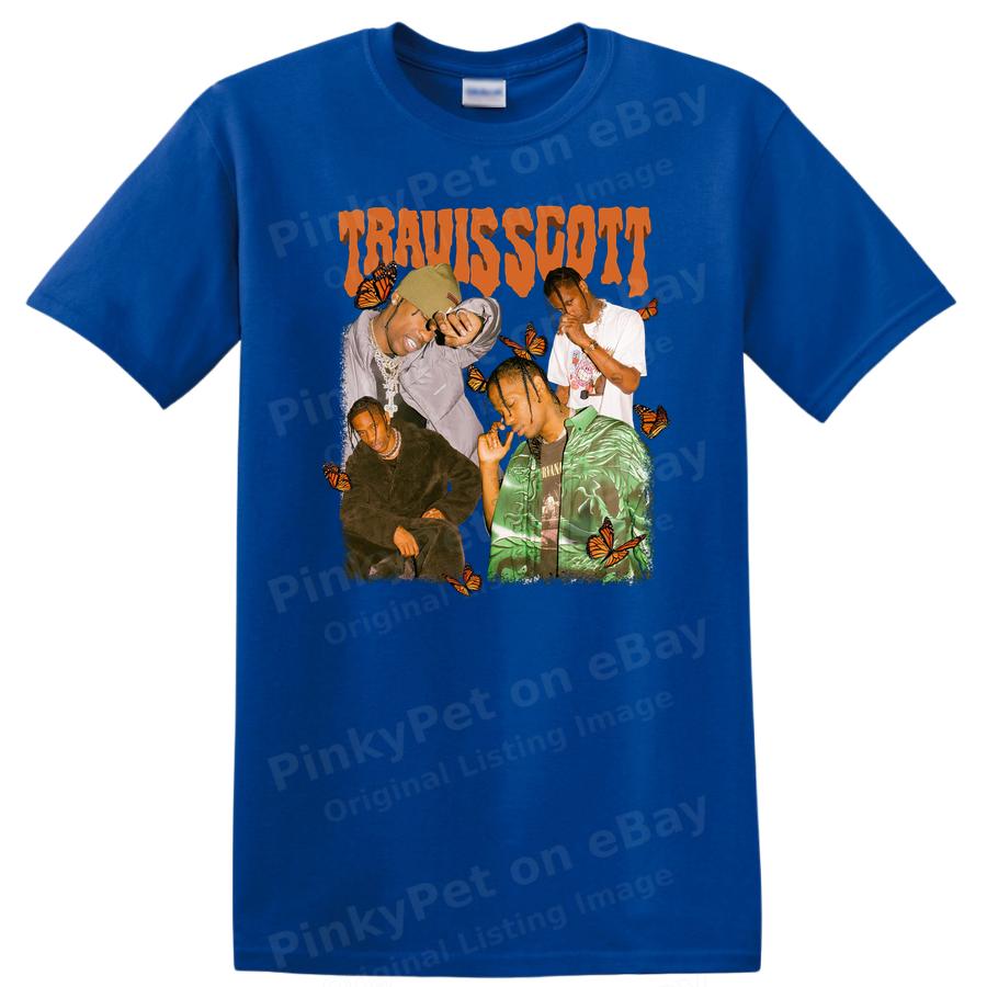 Travis Scott Graphic T Shirt Retro Butterfly Design Vintage Hip Hop Tee