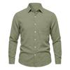 Men’s Linen Long Sleeve Shirt with Classic Turn-Down Collar and Single Chest Pocket Casual Relaxed Fit for Spring and Autumn
