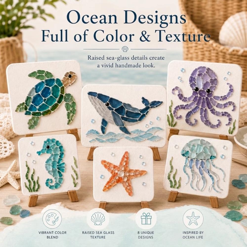 Ocean Inspired Ocean DIY Sea Glass Art Kit Home DIY Crafting Kit Adult Beginner