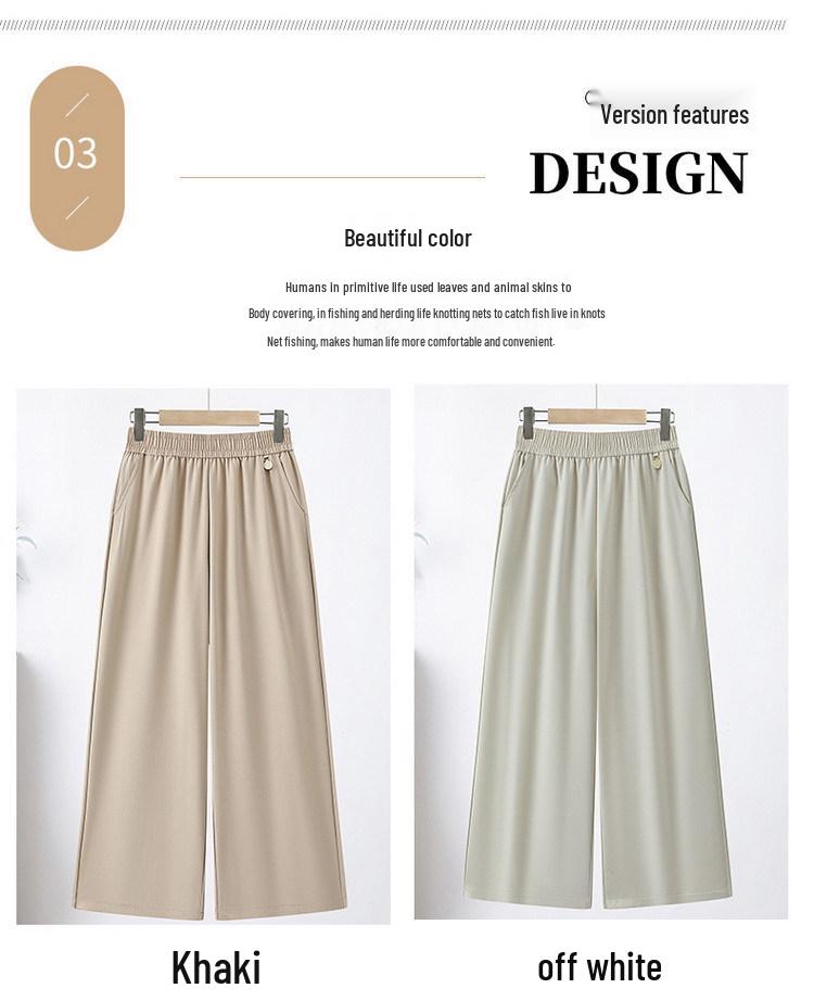 Women's High-Waisted Wide-Leg Pants - Spring/Summer, Middle-Aged, Plus Size, Elegant Drape Style