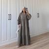 New Women's Long Sleeve Dress, Loose Solid Color Casual Vacation Dress, Vintage Style Button Fashion Dress for Women European American Style