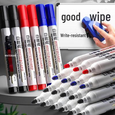 Erasable Water-Based Whiteboard Pen - Non-Toxic, Red, Blue, Black for Teachers and Kids Drawing/Writing.