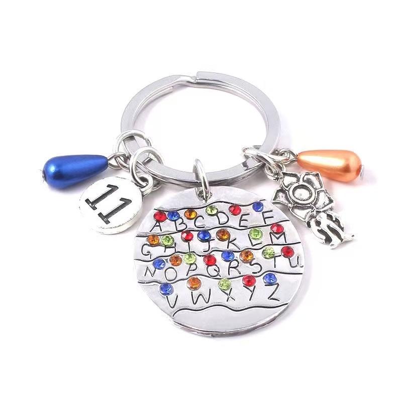 Seltsamer ABXYZ Metallplaketten Schlüsselanhänger Autoschlüsselanhänger Taschenanhänger Armband Halloween Cosplay Schmuck für Damen und Herren