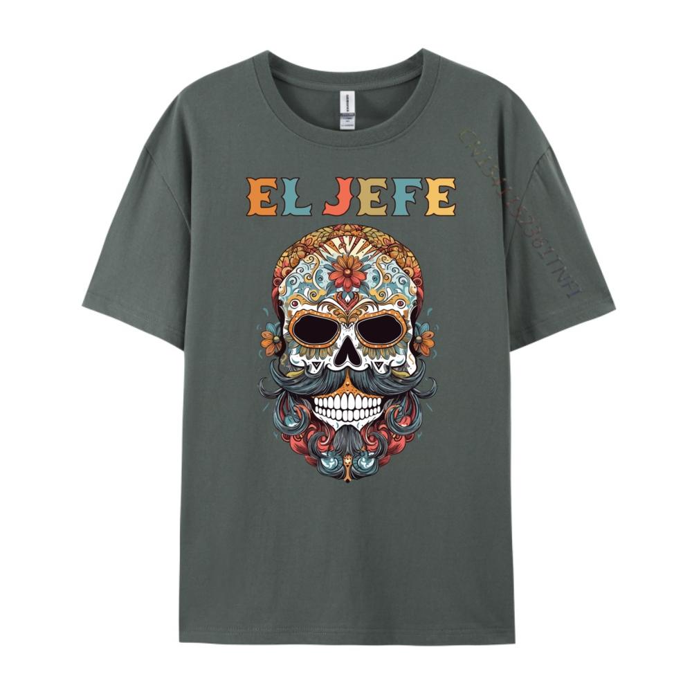 El Jefe Skull Mexican Spanish Dia De Los Muertos T Shirts For Men Women Men Clothes Thanksgiving Casual