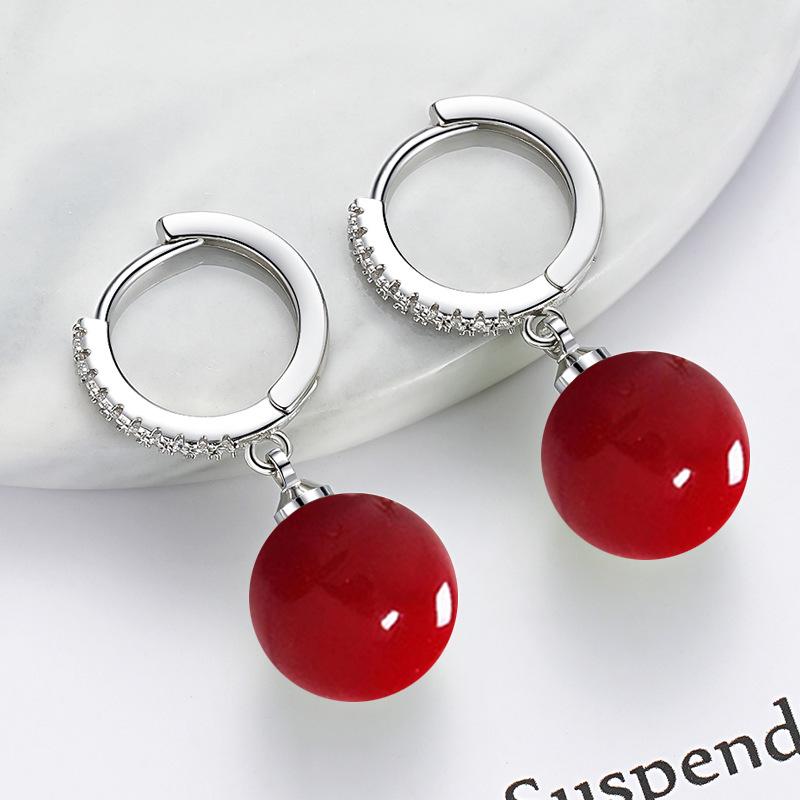 14mm Trendy Snow White Princess Zircon & Pearl Acrylic Ear Cuffs for Women