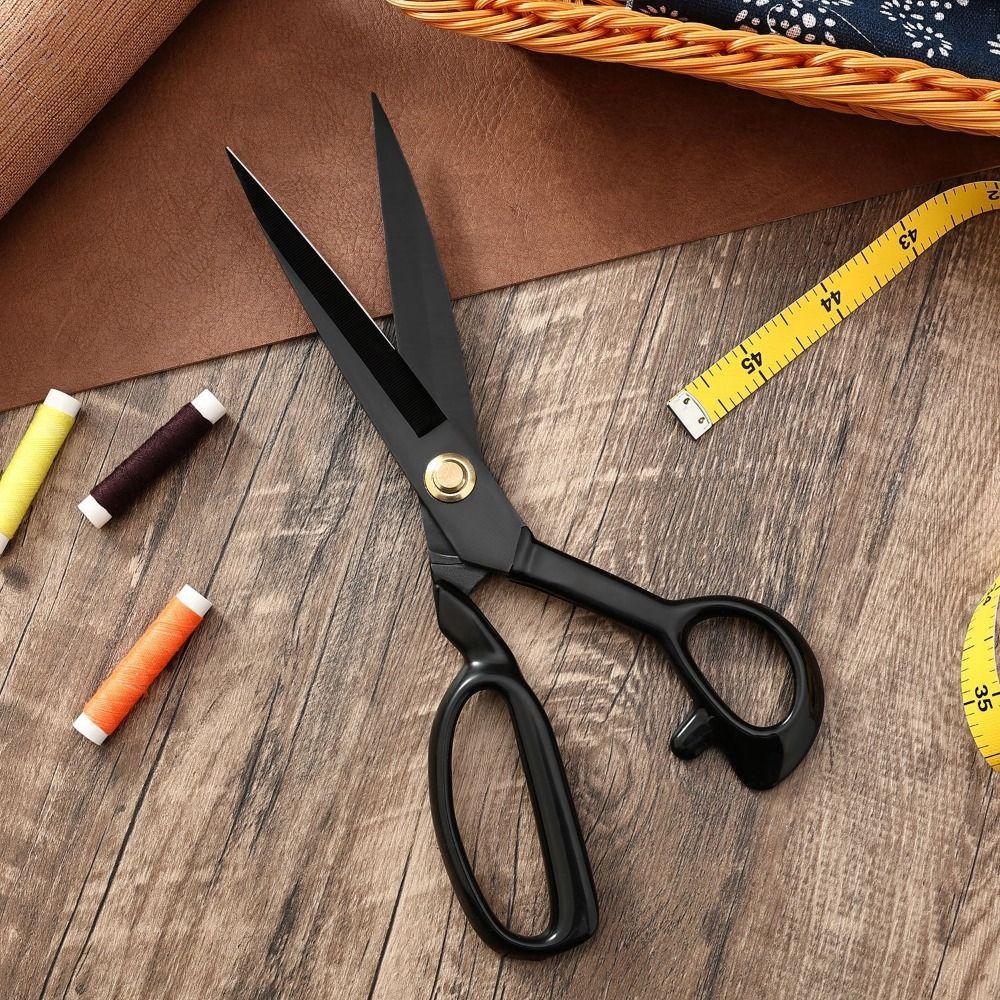 Professional 8-12inch Tailor Scissors Anti-Rust Ergonomic Fabric Scissors Black Durable Sewing Shears Embroidery Work