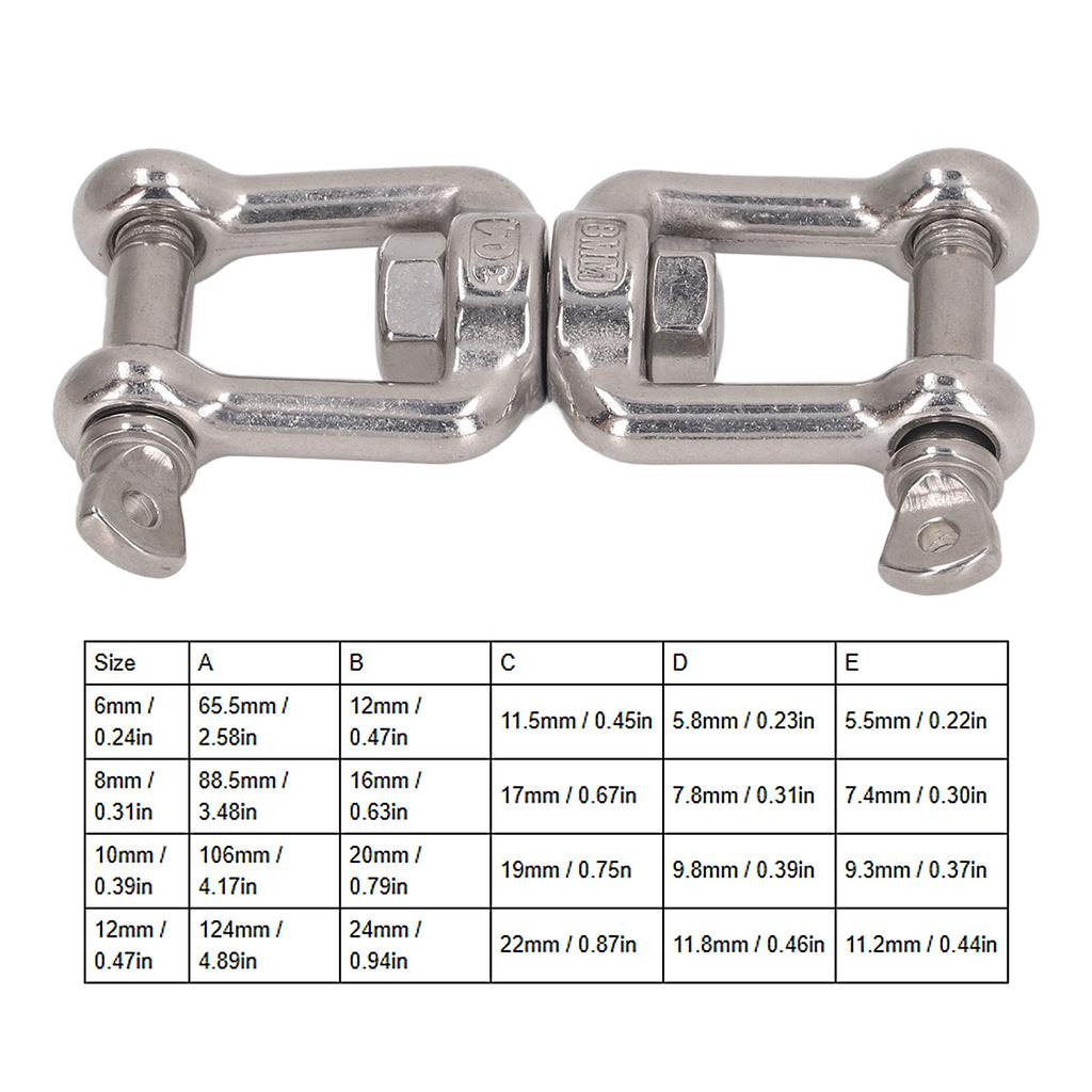 304 Stainless Steel Double Jaw Shackle Rustproof Universal Jaw Anchor Connector for Hardware Lifting Connection