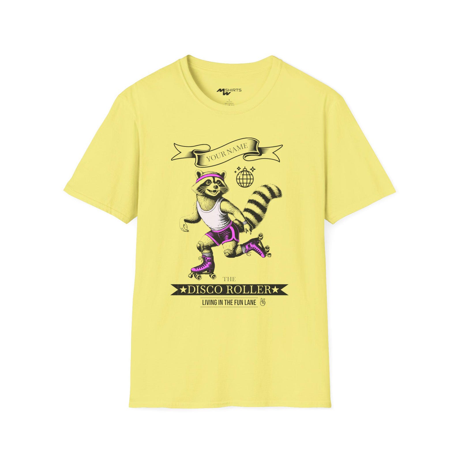 Disco Roller Raccoon T-Shirt: Personalized Roller Skate Gift M