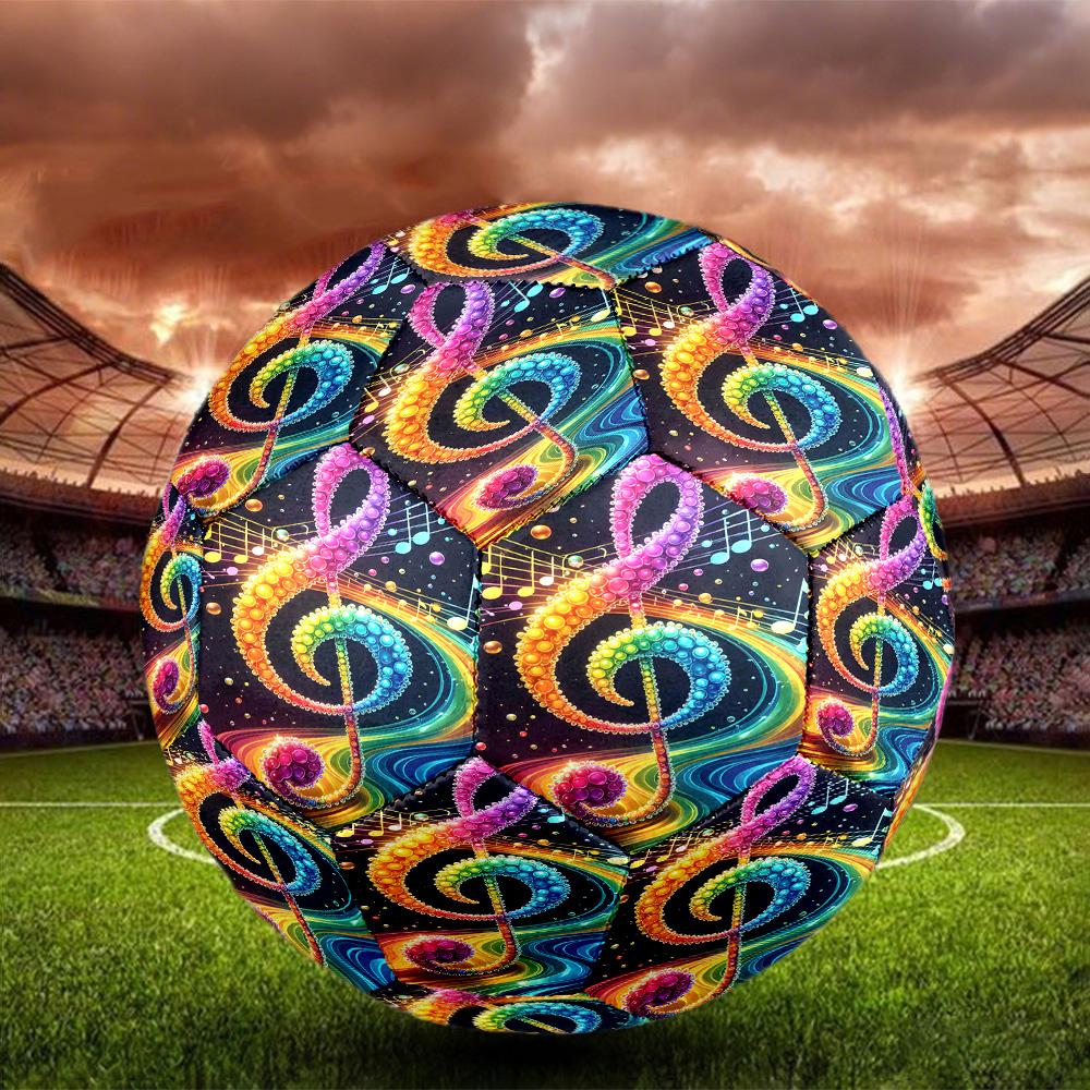 Piano Note Indoor Soccer Ball Size 5 Colorful All Ages Machine Stitched PVC Competition Ready Durable High-Bounce