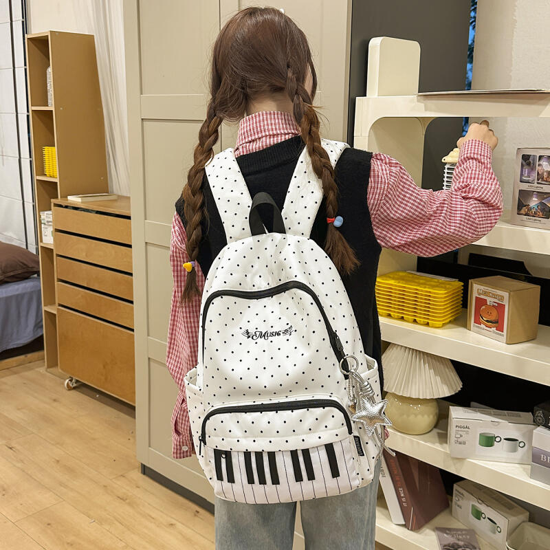 Wave Point Student Schoolbag Female College Style Travel Backpack