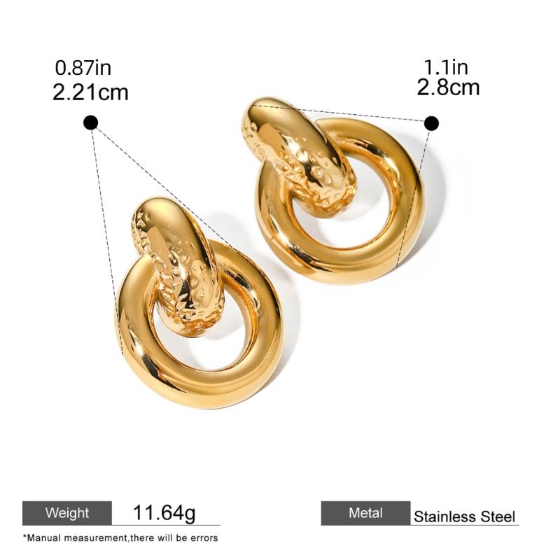 Stilvolle zweifarbige runde Hängeohrringe für Damen Geometrische Vintage-Metall-Designs Ohrhänger für Freizeit- oder Formalkleidung