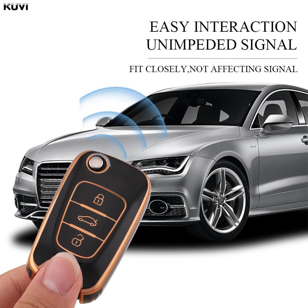 Golden TPU Car Flip Key Case Cover For Hyundai I20 I30 Ix20 Ix35 Elantra Accent For KIA Sportage Rio 3 Soul Optima Ceed K5 K2