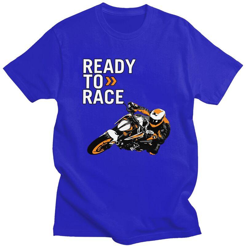 Custom Handsome Ready To Race T Shirt Men Short Sleeved 100% Cotton T-shirt Casual Motorbike Racing Enduro Tee Fashion Tshirt