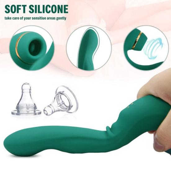 Suction Vibrating Massager 3-in-1 Clitoral Sucking G-Spot Vibrator Thrusting Wand Multi-Frequency Stimulation Waterproof Rechargeable Adult Toy