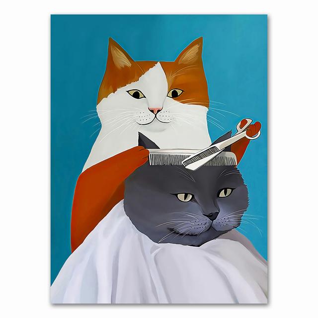 Cartoon Cat Posters And Prints Canvas Oil Painting Wall Art Pictures For Living Room Kid's Bedroom Nursery Cuadros Home Decor No Frame