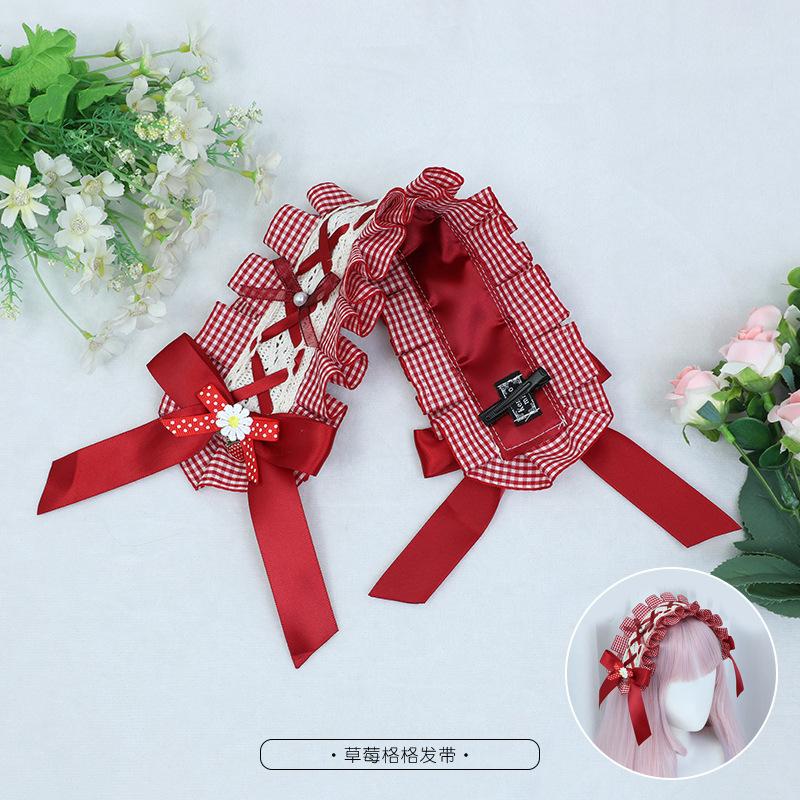 Handmade Bow Lace Headband Japanese Girl Lolita Hairpin Soft Cute Two-dimensional Headgear Cute Sister Hair Accessories