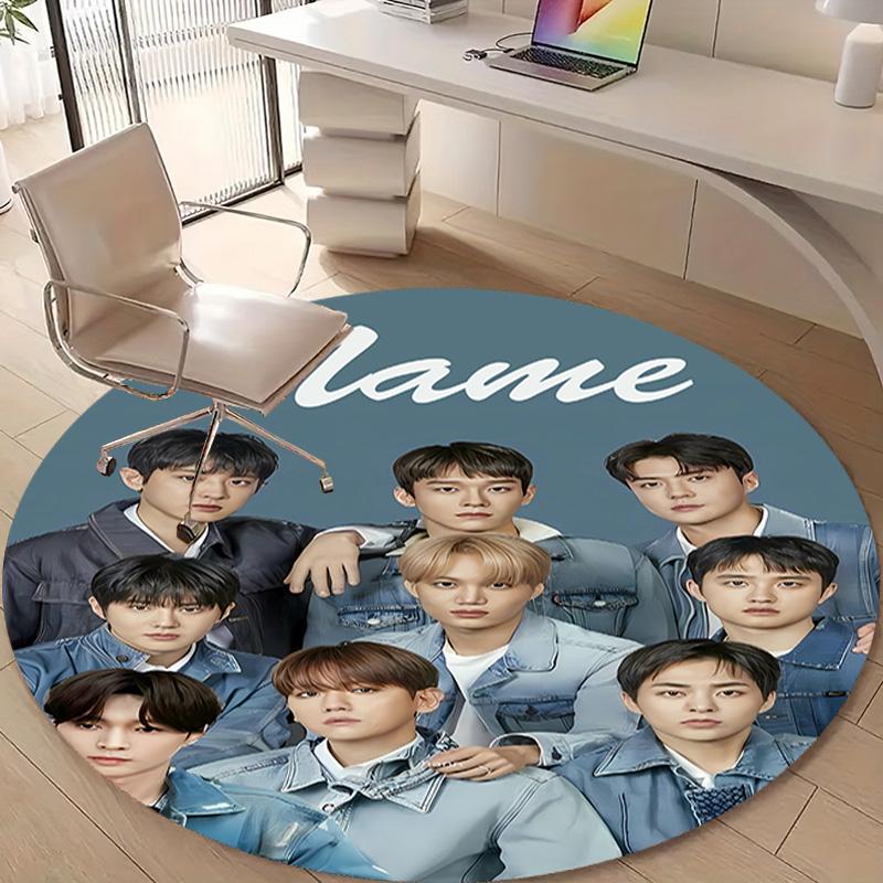 Personalized K-Kpop Team Round Chair Office Rug - Perfect for Mat, Office Chair & More - Ideal Gift for Birthdays and Holidays